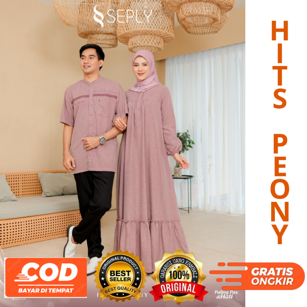 LIMITED- TERBARU HITS PEONY COUPLE GAMIS & KOKO BY SEPLY 2026 SARIMBIT LEBARAN  PO SARIMBIT COUPLE S