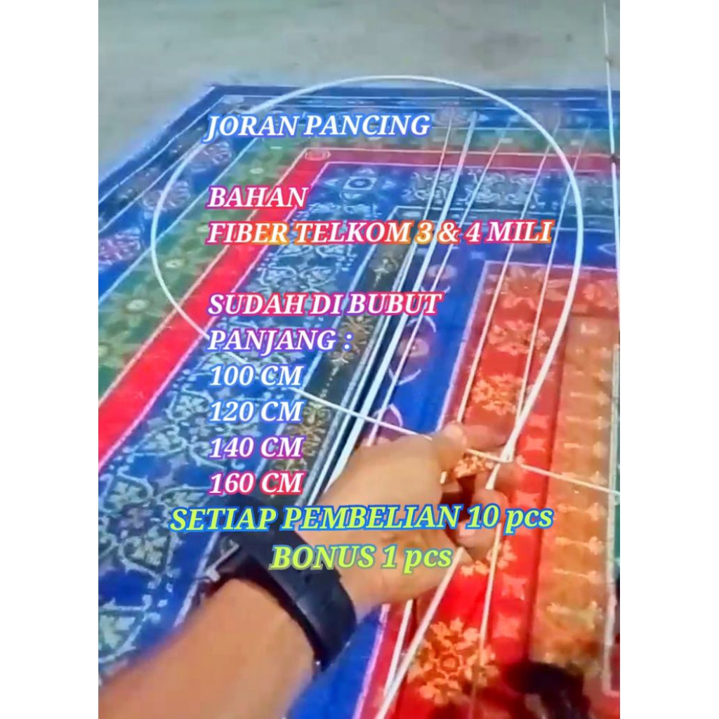FIBER JORAN PANCING - sudah dibubut - panjang 120 - 160 cm -bahan fiber telkom 3 & 4 mili - Joran Wa