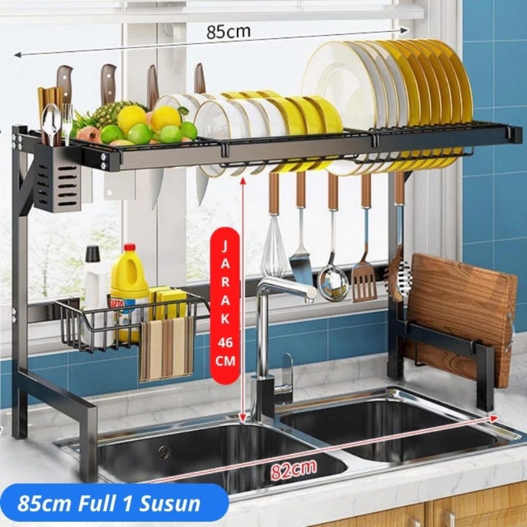 Rak Piring Wastafel Stainless Steel Rak Cuci Piring Wastafel Jumbo 1 Tingkat
