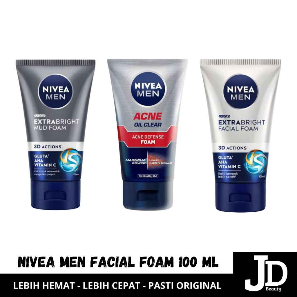 NIVEA MEN Facial Foam 100 mL - Sabun Cuci Muka Pria