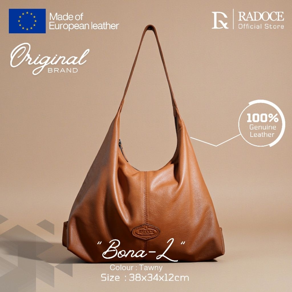 Radoce Bags - Tas Hobo wanita - Tas Kulit Sapi Asli - BONA - L