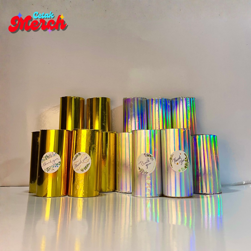 Meteran Foil Hot Stamping Hotprint 7,5cm x 5meter | warna hologram & gold