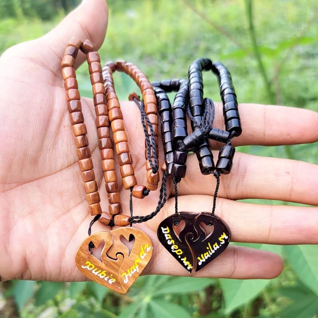 HARGA SEPASANG BISA UKIR NAMA  Gelang & tasbih couple love kokka/kaokah/kaukah motif love