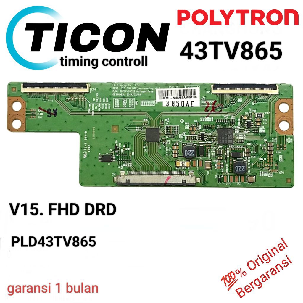 POLYTRON PLD43TV865 TCON Board  / Timming Control V15 Televisi LED 43" 43TV865 TICON 43 inch PLD 43 