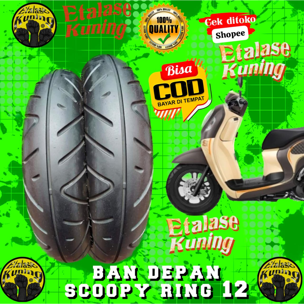 BAN DEPAN MOTOR SCOOPY RING 12 MERK IRC TYPE TUBLESS