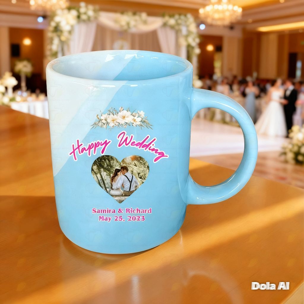 sovenir muq keramik/gelas keramik dengan design pernikahan