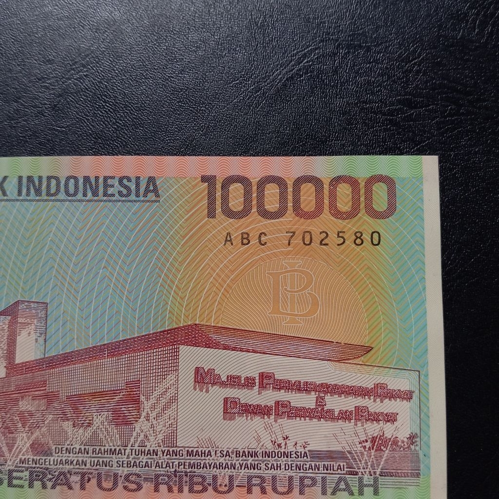 prefik ABC uang polymer 100000 rupiah Sukarno Hatta tahun 1999 asli