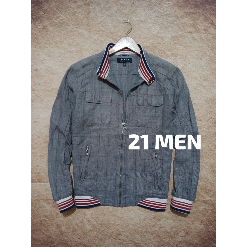 Jaket keren 21 MEN katun tartan bekas bekas