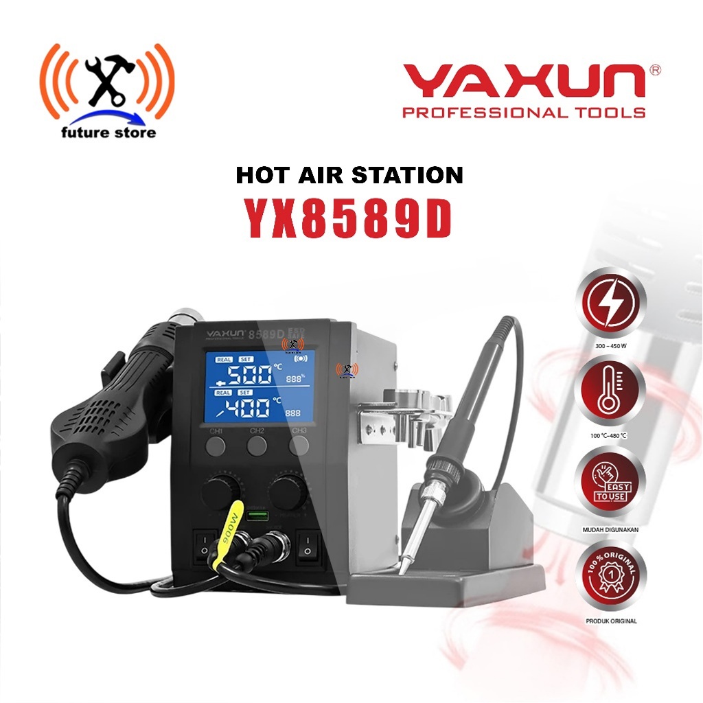 YAXUN YX8589D BLOWER HOT AIR ORIGINAL MESIN SOLDER UAP UNTUK REWORK IC SMD PCB DIGITAL CONTROL -BLOW