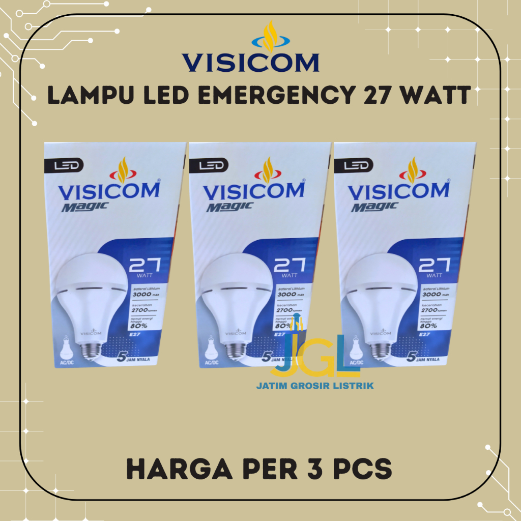 Paket 3 Pcs Lampu Magic Visicom 27 Watt lampu Emergency Visicom Garansi 1 Tahun