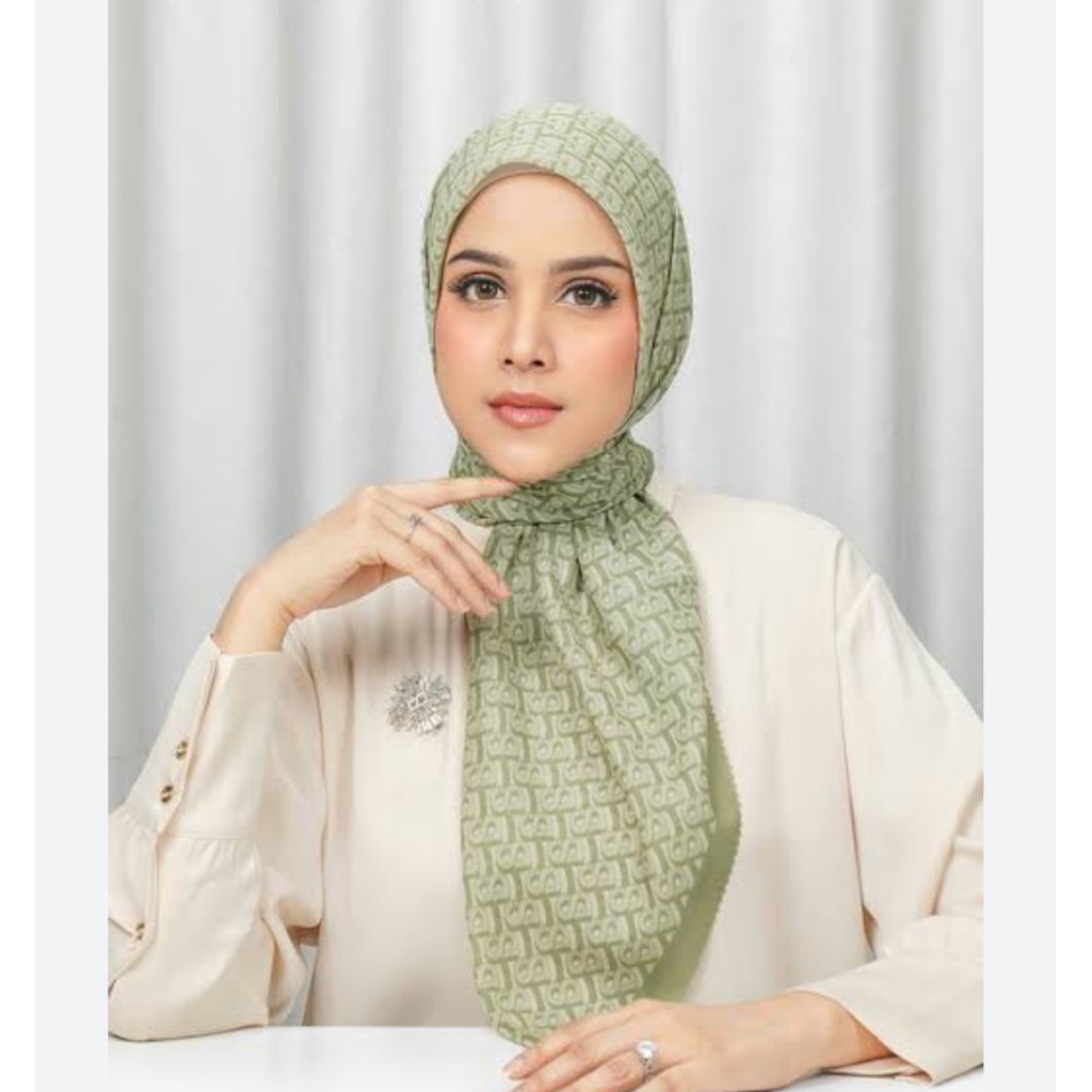 new Bimu Voile square Button scarves BS green juice idr.425.000