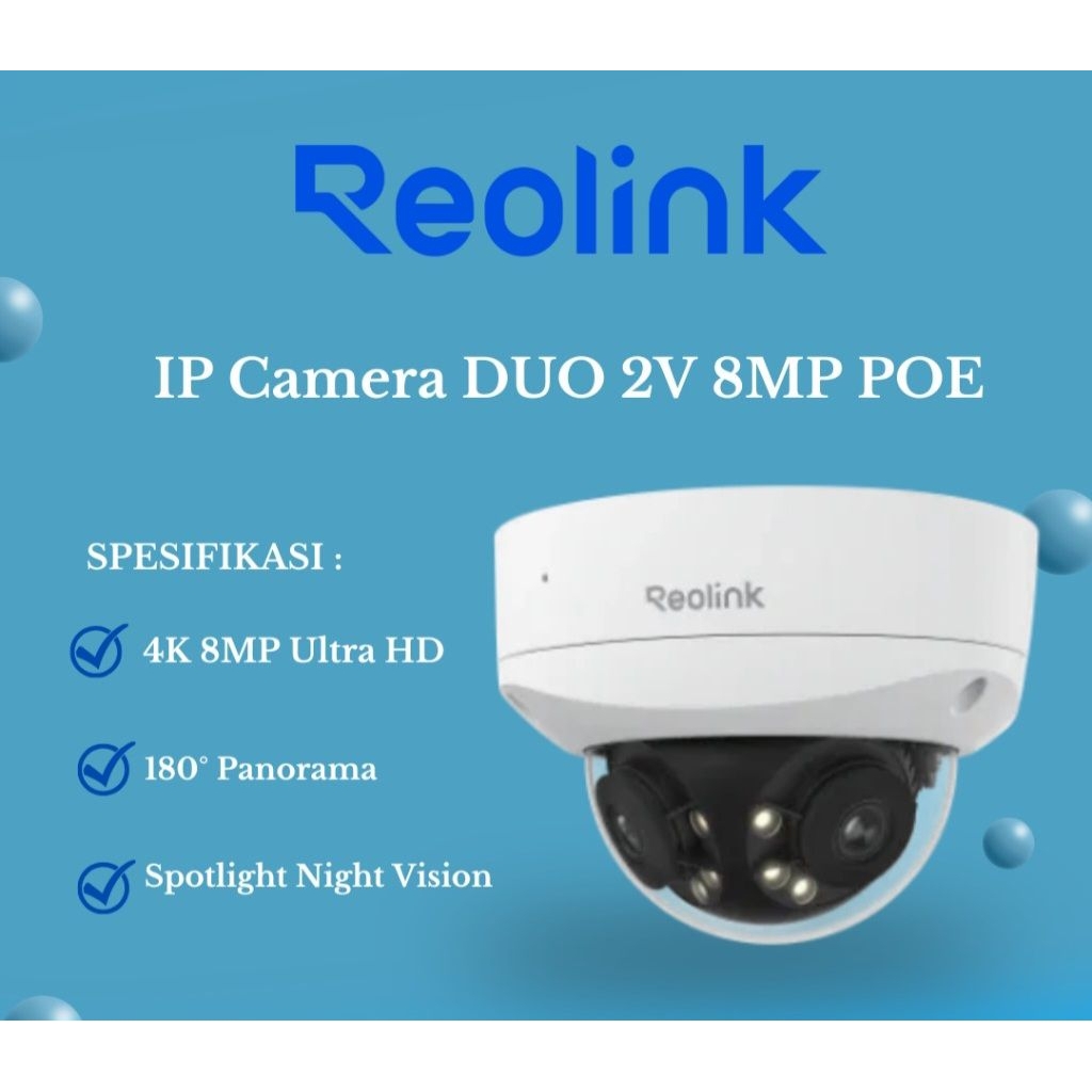 Reolink Duo 2 WiFi Kamera Keamanan 8MP Dual Lens Malam 30m