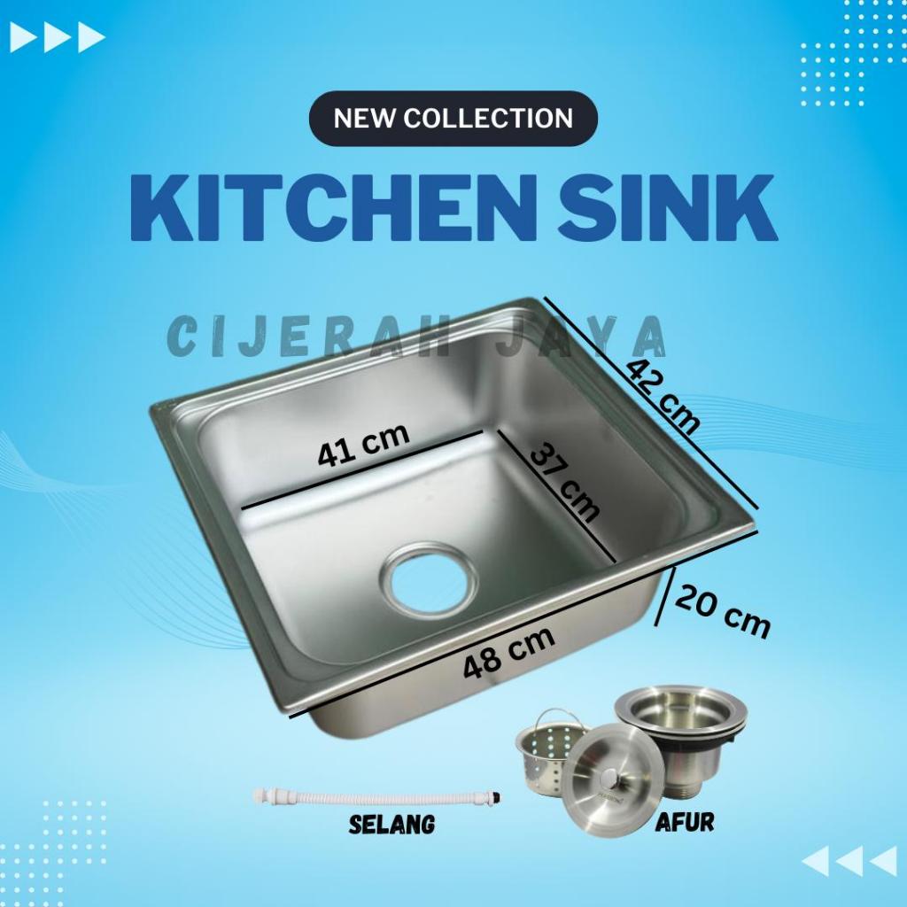 KITCHEN SINK STAINLESS 1 LUBANG DALAM BOWL / BAK CUCI PIRING OKI 48X42X20 BCP PREMIUM
