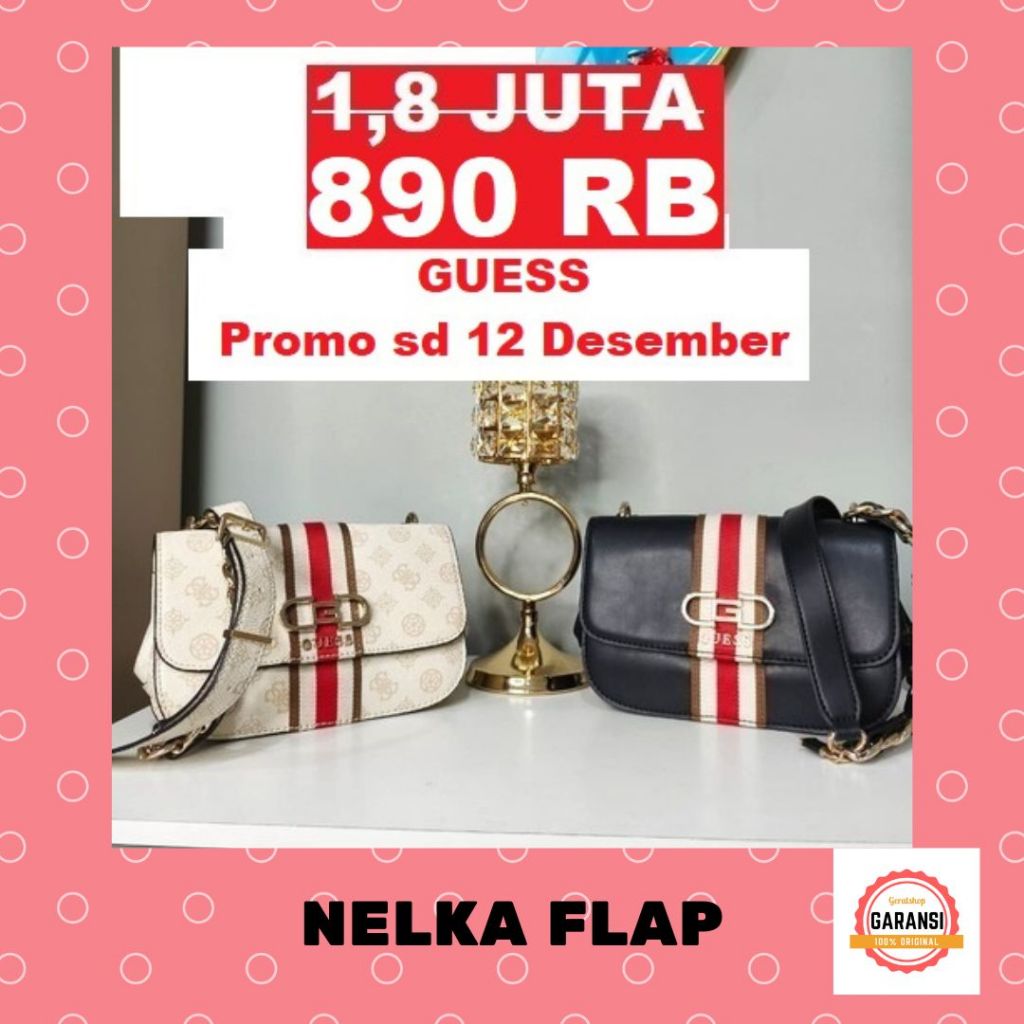 Tas slempang guess import sling bag Wanita seri NELKA FLAP 100% ORIGINAL store