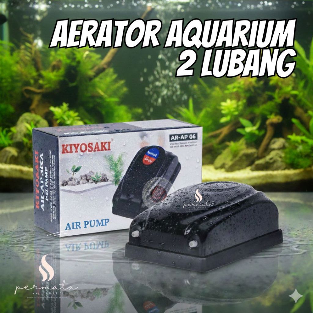 Aerator Aquarium 2 Lubang – Pompa Oksigen Ikan Hias & Alat Gelembung Udara
