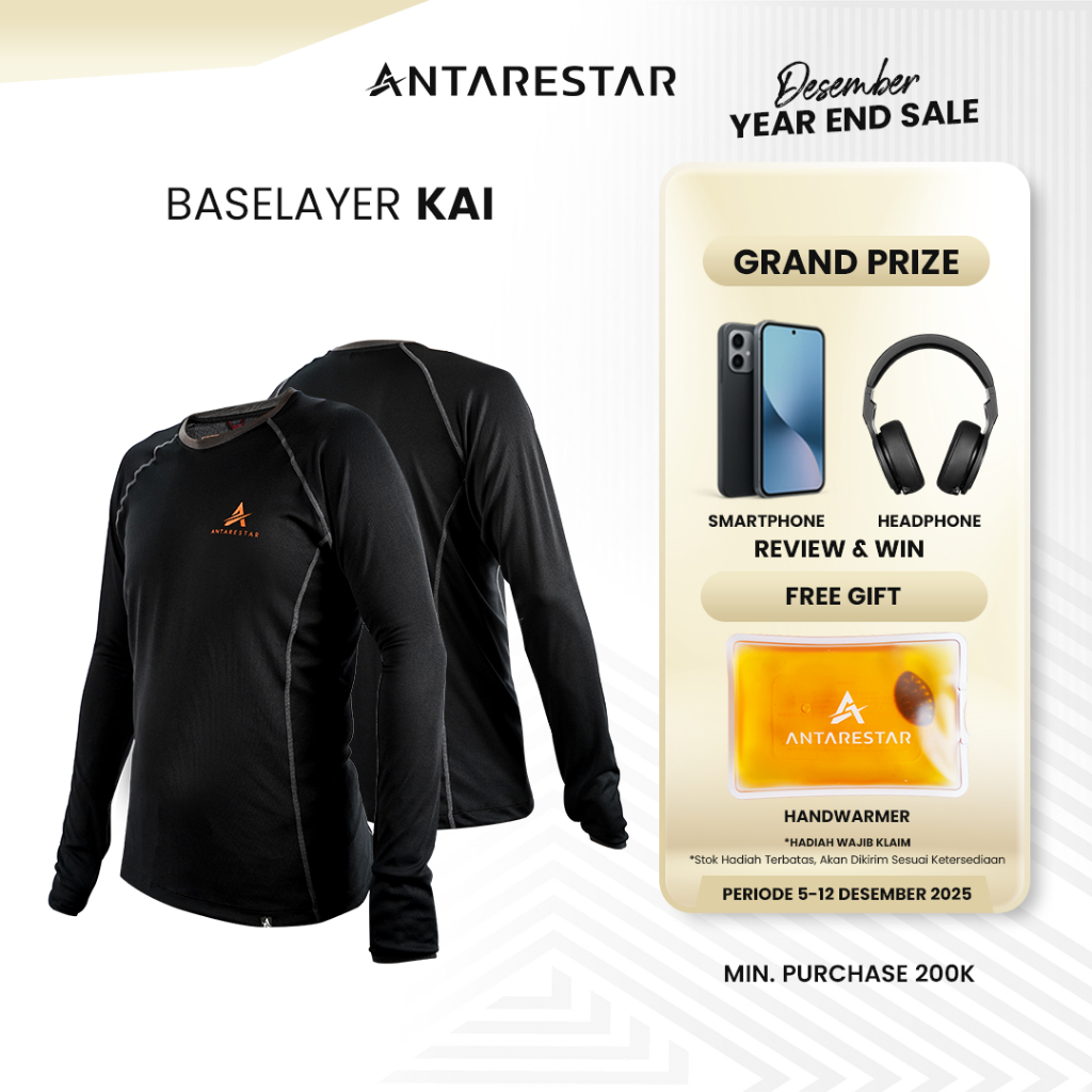 ANTARESTAR Official - Baselayer Baju Manset Olahraga Lengan Panjang Manset Baselayer Pria Wanita Len