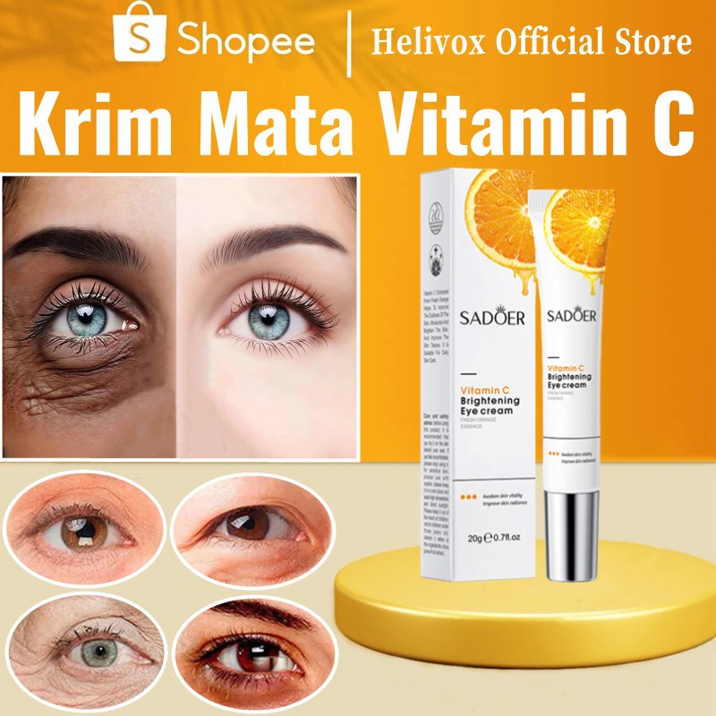 HELIVOX Eye cream mata panda Kantung mata hilang ampuh Cream mata panda dan kerutan Krim mata Penghi