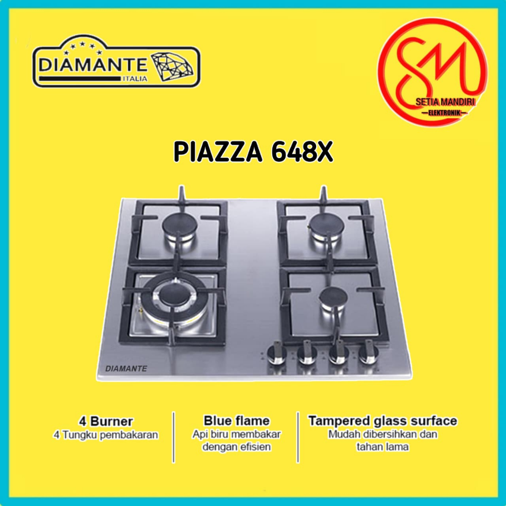 Kompor Tanam Diamante Piazza 738[3Tungku] / Diamante Piazza 648[4tungku]