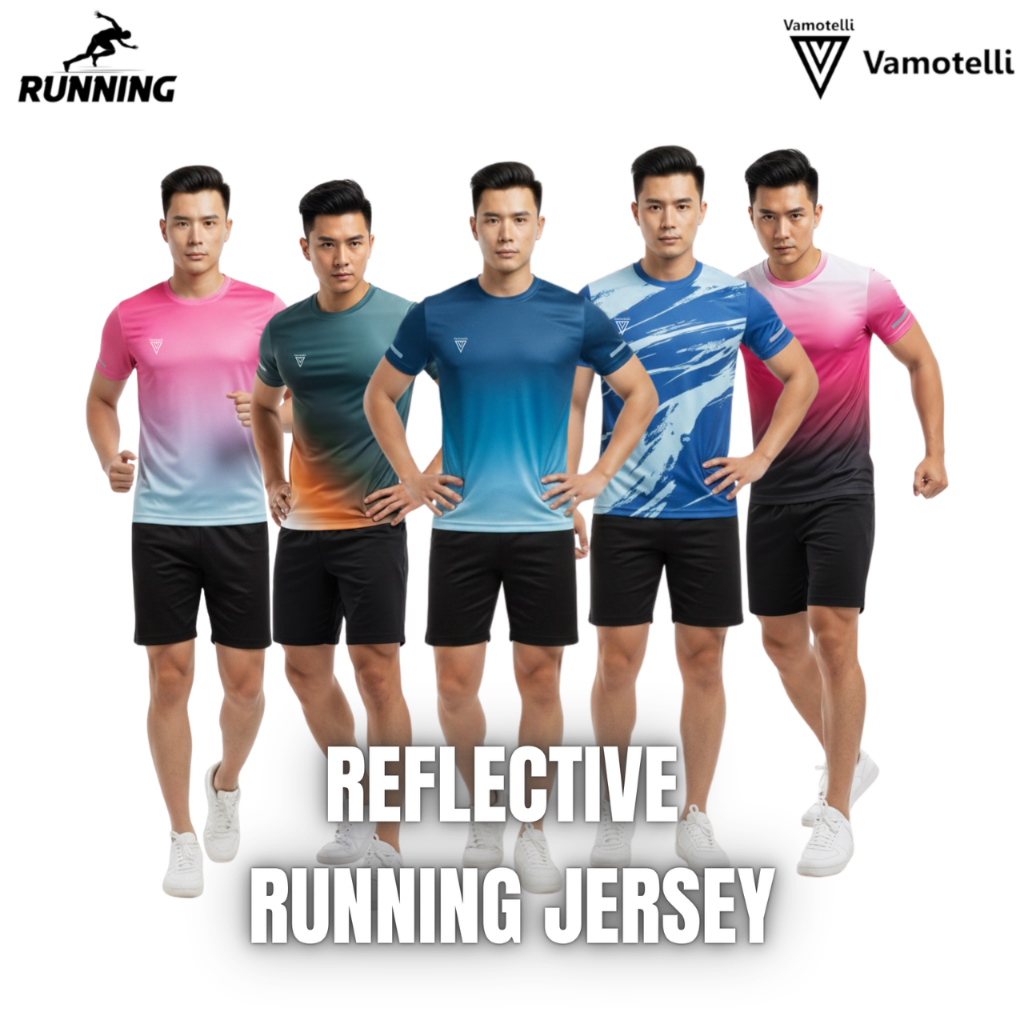 Kaos Running Unisex Sublime Jersey dengan Sablon Reflective Vamotelli