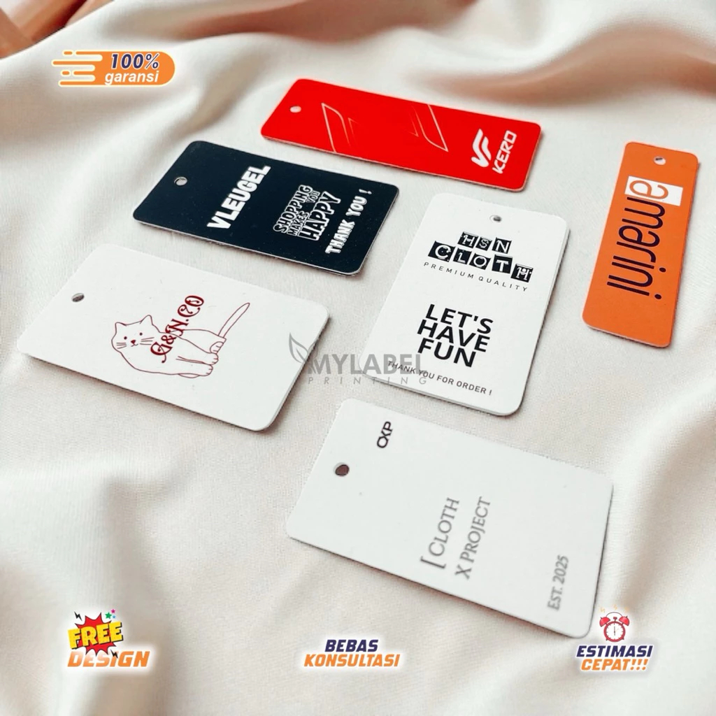 Label Hangtag Custom Cetak Desain Sendiri Kartu Label Baju / Tag Harga  Hangtag Baju Custom Label Pr