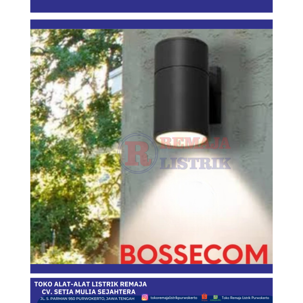 LAMPU DINDING TAMAN 1 ARAH OUTDOOR E27 BOSSECOM BE - 010