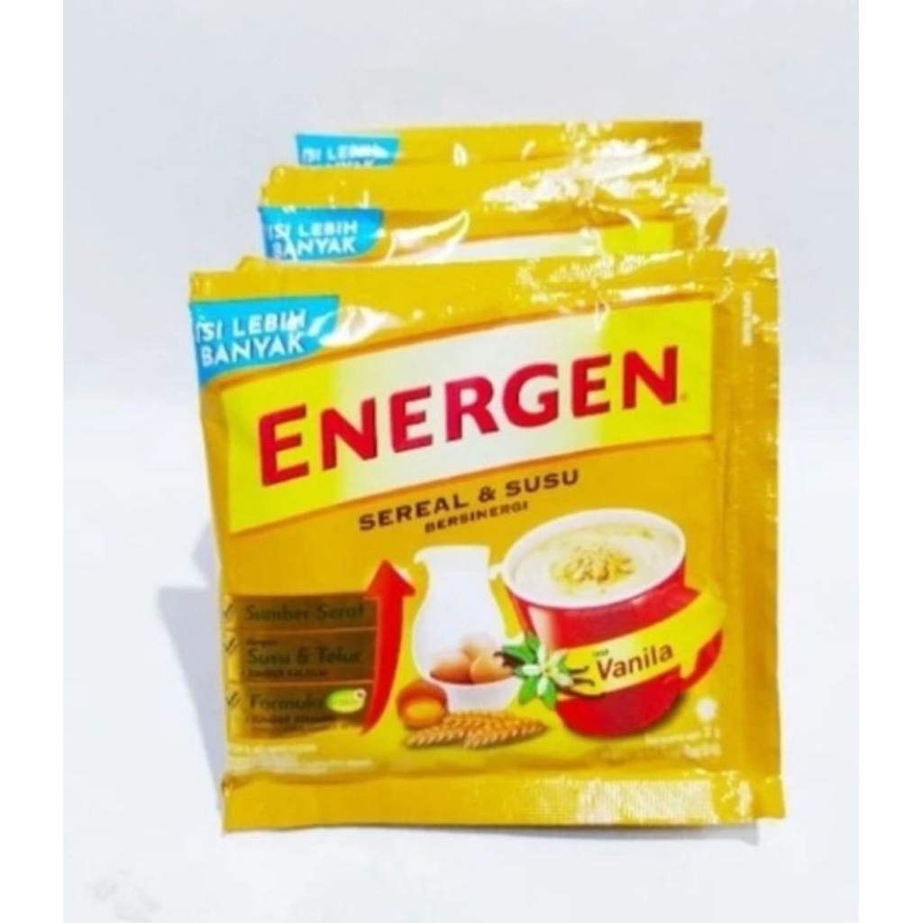 ENERGEN SEREAL COKLAT VANILA KACANG IJO RENCENG KEMASAN BARU