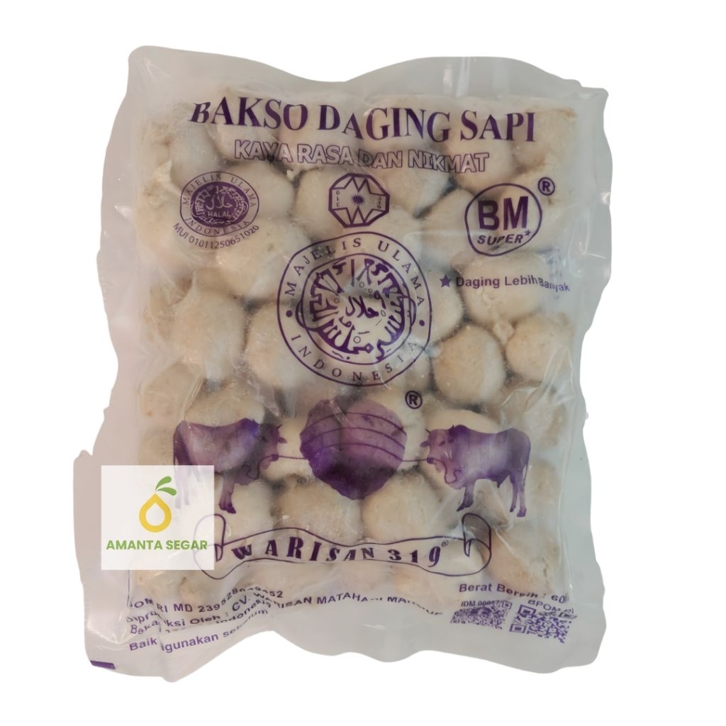 Bakso Baso Daging Sapi Asli Warisan 319 BMSK Isi 50 Butir 600gr