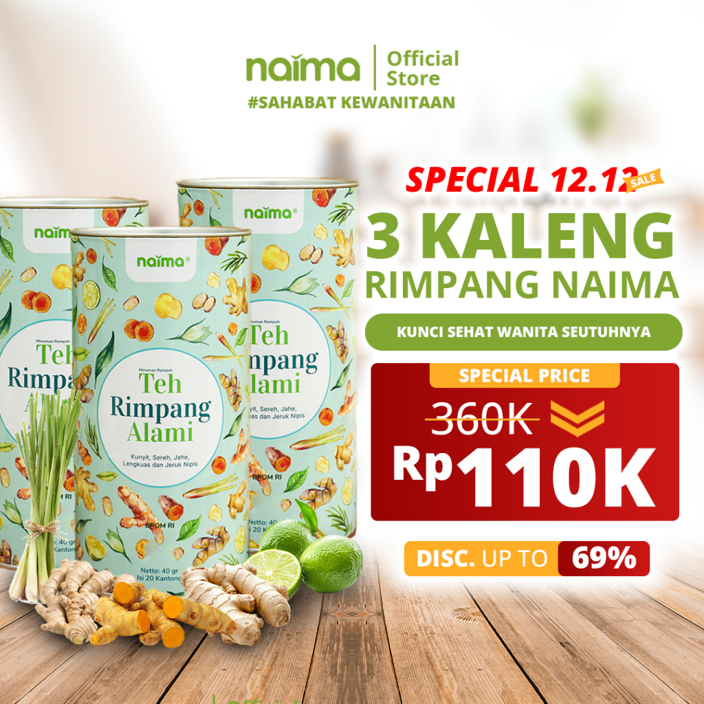 Teh Rimpang Naima - 3 Kaleng - Minuman Teh Rimpang Alami 100% Original ala Dr. Zaidul Akbar - Halal 