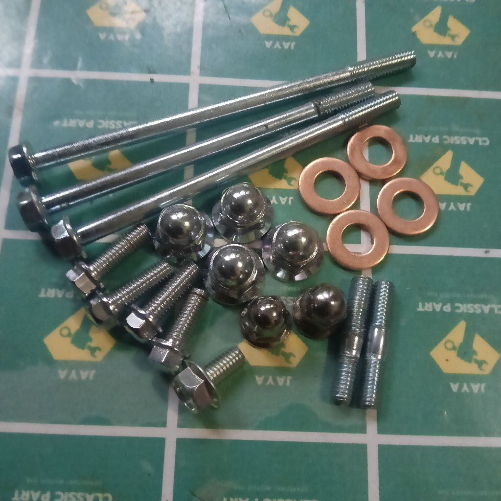 PAKET LENGKAP BAUT MUR BLOCK KOP CYLINDER HEAD KARISMA SUPRA 125 KIRANA ORIGINAL LOST PACK