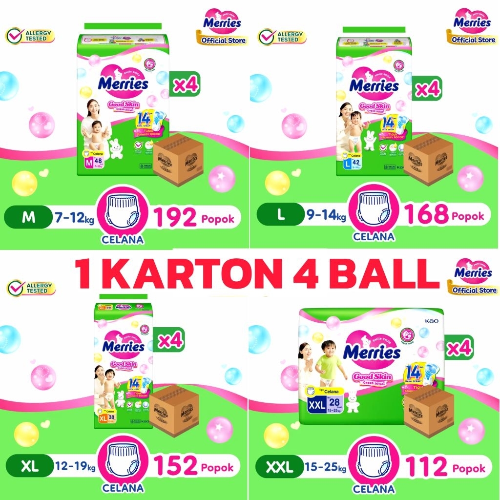 1 KARTON ISI 4 BALL Merries Pants Good Skin M48 L42 XL38 XXL28 4 Ball (Karton)