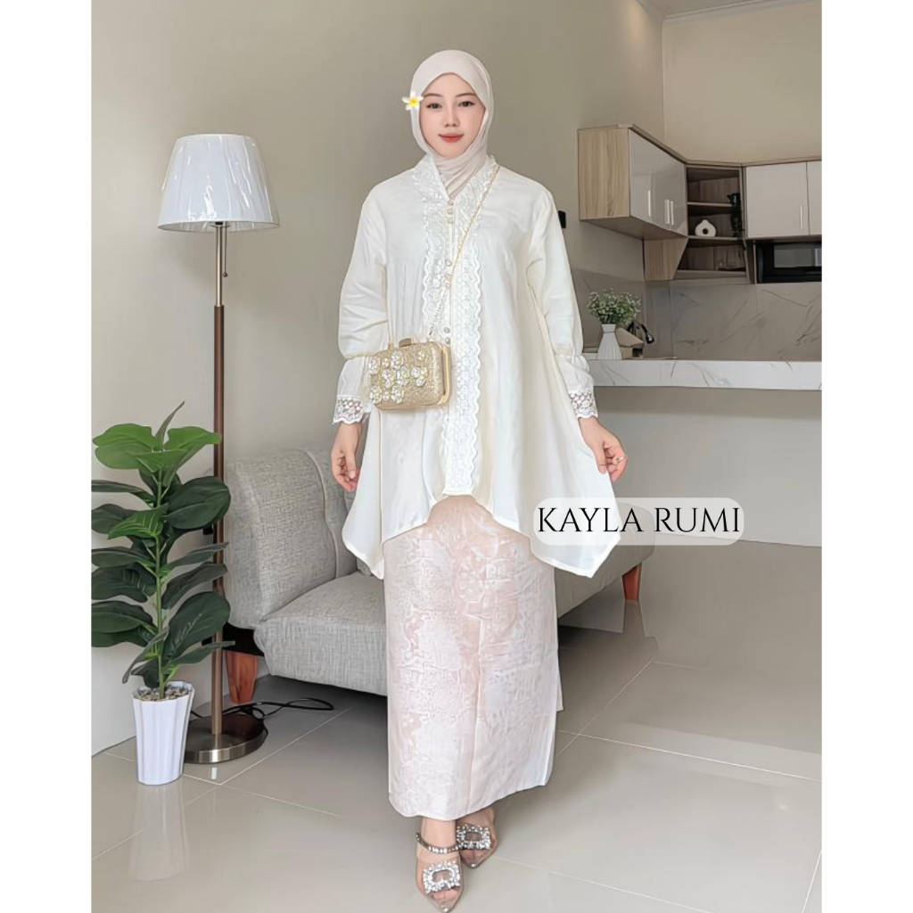 Kayla Rumi Alina Kebaya Modern-Setelan Rok Muslim Lebaran-Baju kurung Melayu Kekinian Terbaru-Tunik 