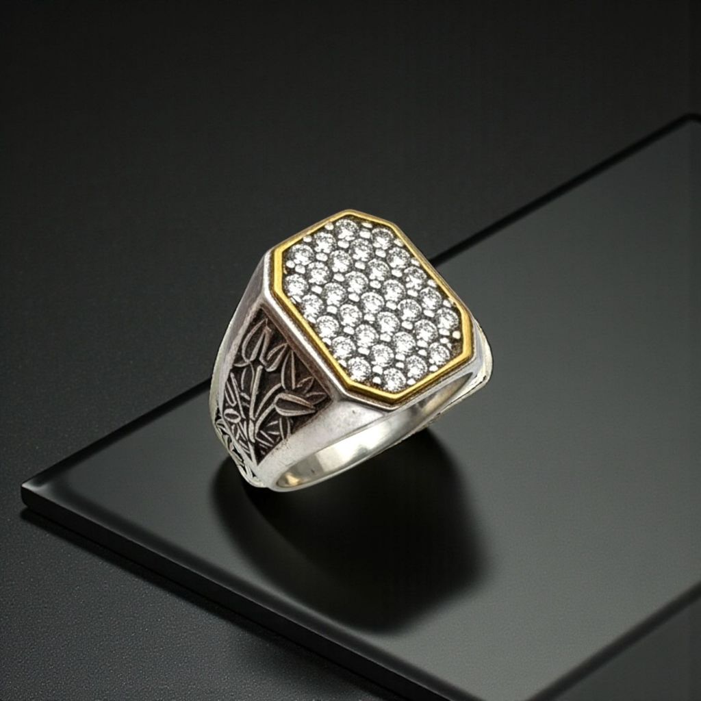 Cincin Pria Premium Berlian Tabur Model Elegan