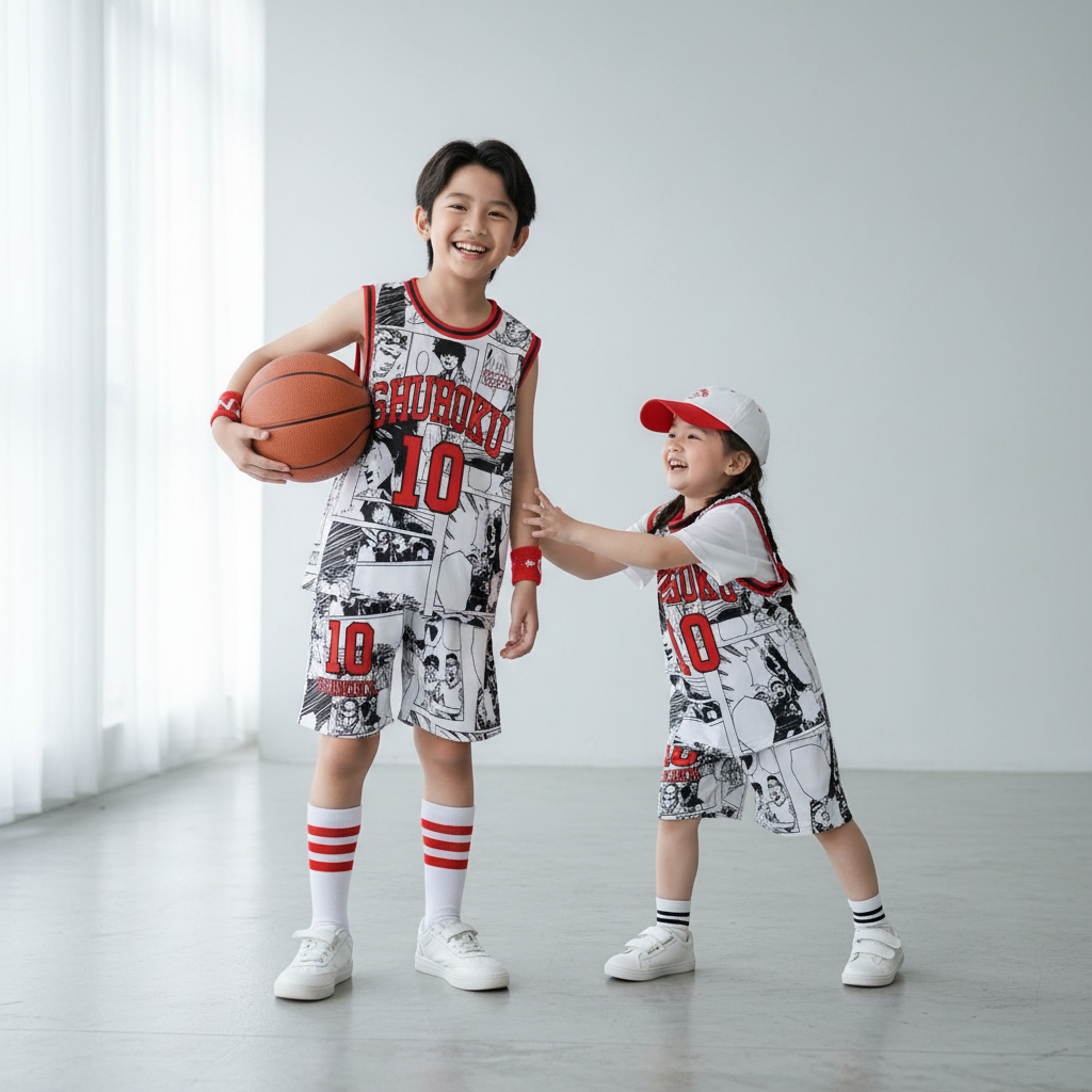 Setelan Jersey Basket Anak Laki Perempuan Singlet Olahraga 5-12 Tahun