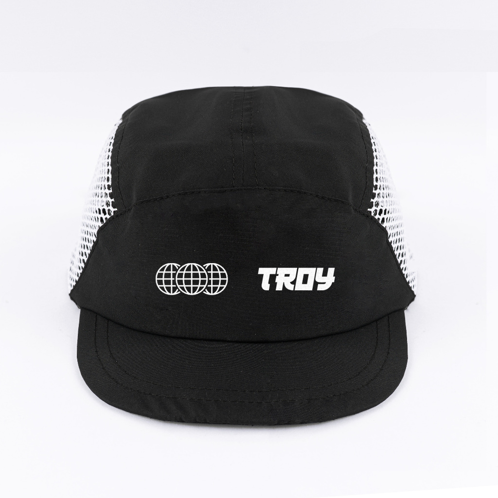 [Free Box] Troy Company Active Cap Cycling Cap Black White Triworld - Topi Outdoor Topi Lari Topi Sepeda Hitam Putih ACD 3466