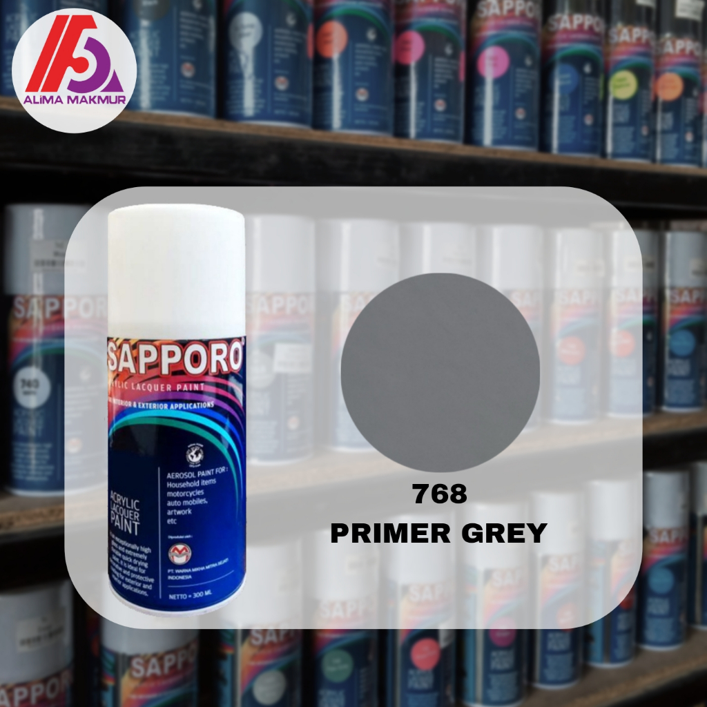 Sapporo Acrylic Lacquer Paint 768 Primer Grey 300ml / Pilok Sapporo / Primer Grey / Epoxy Sapporo / 
