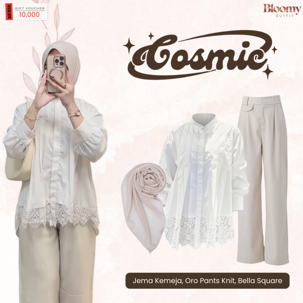 Outfit Set Kekinian 3in1 ( Jema Kemeja + Oro Pants Knit + Bella Square ) OOTD Korean Look - LM62