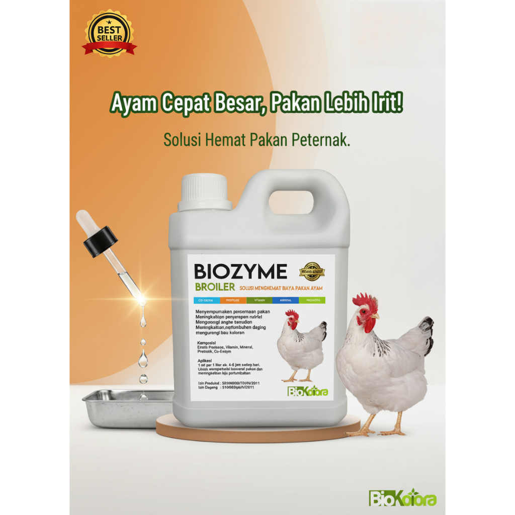 Biozyme Broiler Vitamin Tambahan Ayam Masa Pertumbuhan Vitamin Kalsium Protein Tinggi Ayam Jadi Cepa