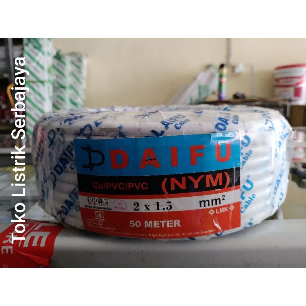 Kabel Listrik NYM 2x1,5mm 50M DAIFU | DAIFU Kabel NYM | SNI