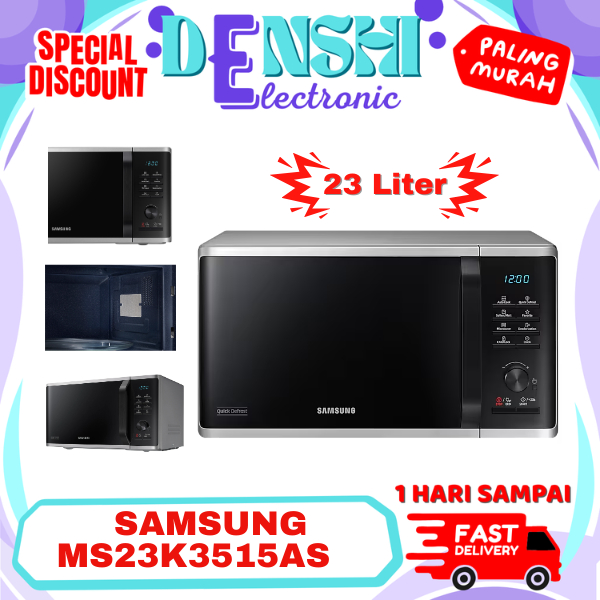 MICROWAVE SOLO SAMSUNG MS23K3515AS GLASS DOOR 23 LITER BLACK | MICROWAVE LOW WATT