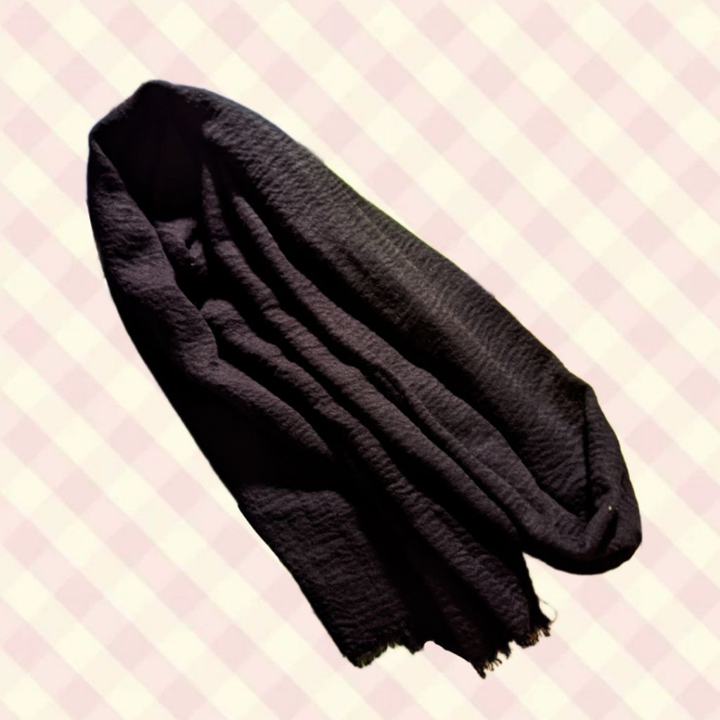 kerudung pashmina crinkle hitam