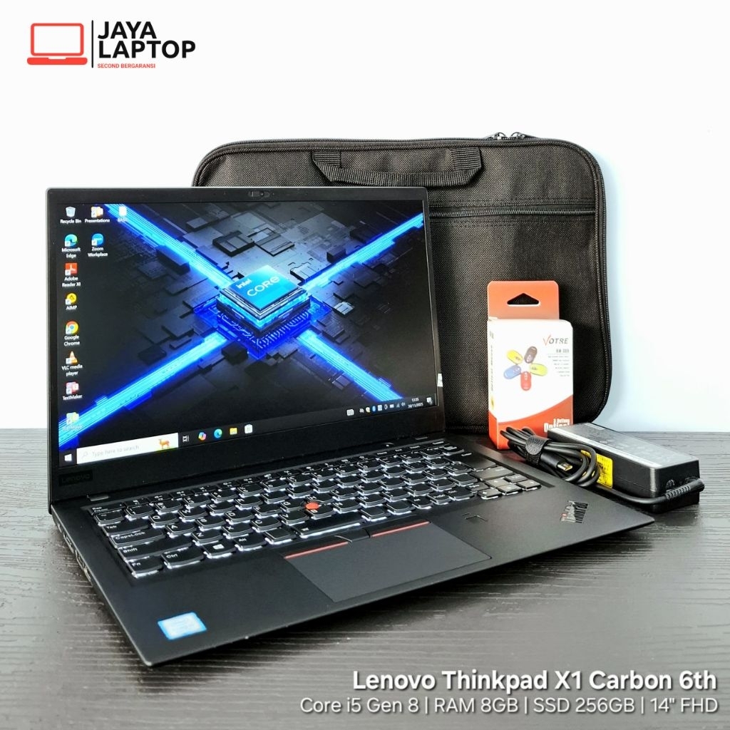 Lenovo Thinkpad X1 Carbon 6th Core i5 Gen 8 RAM 8GB SSD 256GB 14 inch FHD Slim Laptop Second Bekas M