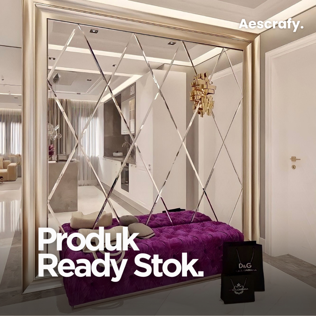 Aescrafy Cermin Bevel Wajik 5mm – Tepi Potongan Rapi Untuk Interior