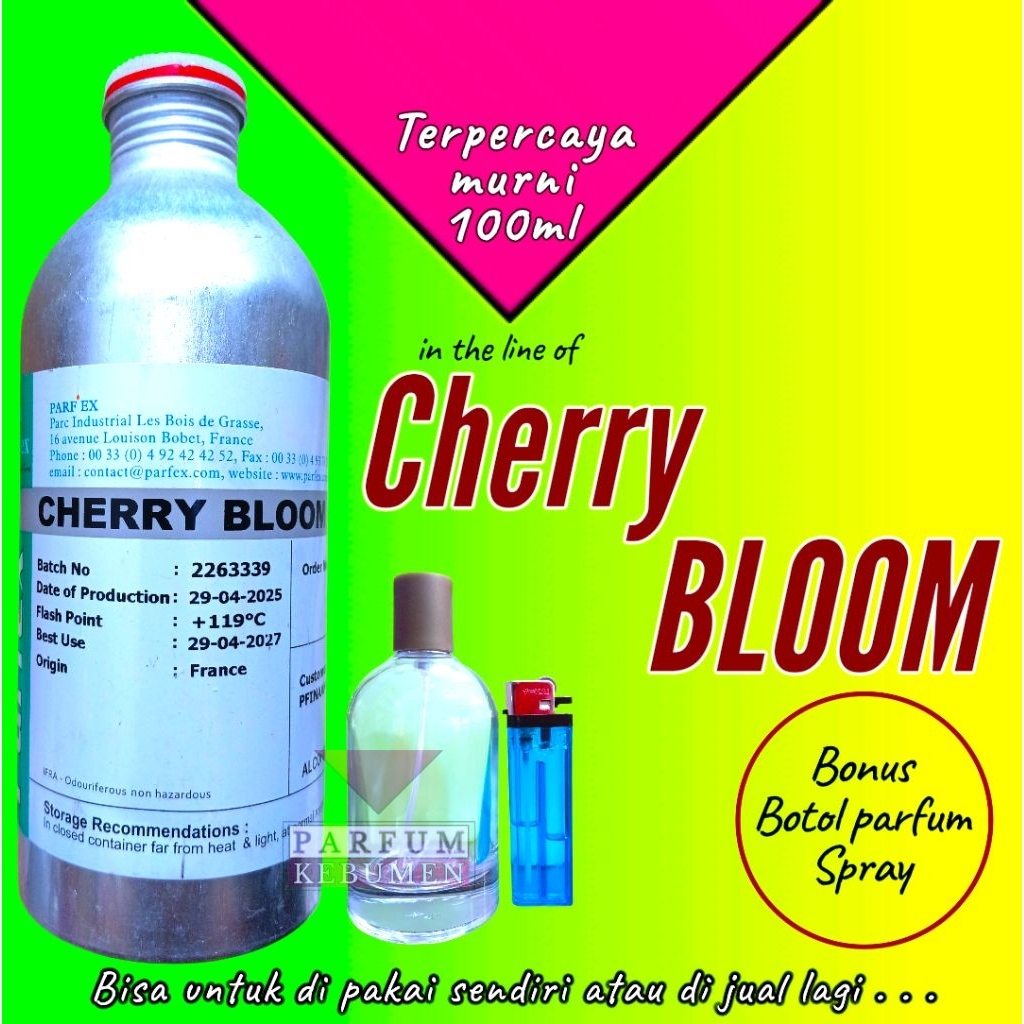 100ml bibit parfum murni CHERRY BLOOM parfex original , bonus botol parfum spray , inspired by escad