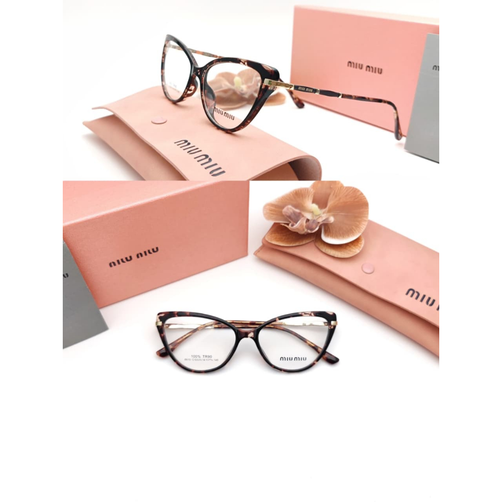 frame kacamata cat eye fashion 6610 anti radiasi paket lensa premium