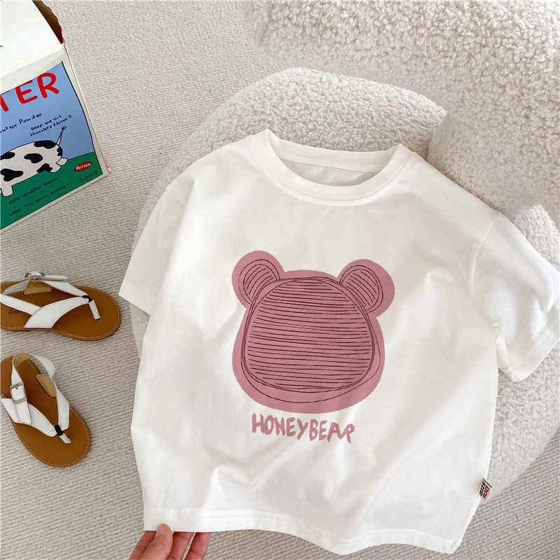 Dailyway Baju Kaos Anak Perempuan | T-shirt Terbaru Import Untuk usia 2-12 Tahun | Cetakan beruang k