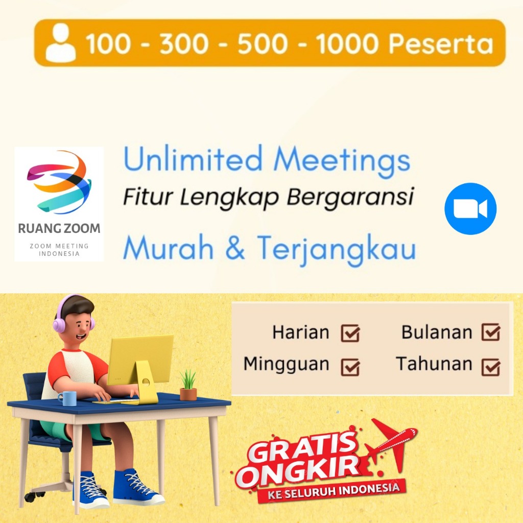 Zoom.ss Premium 1 Hari 100 300 500 Peserta Unlimited Fitur Lengkap