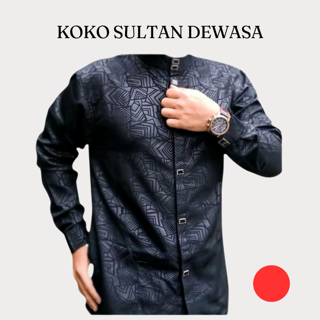 Baju Koko Sultan Embos Pria Lengan Panjang BAHAN WOLFIS EMBOS