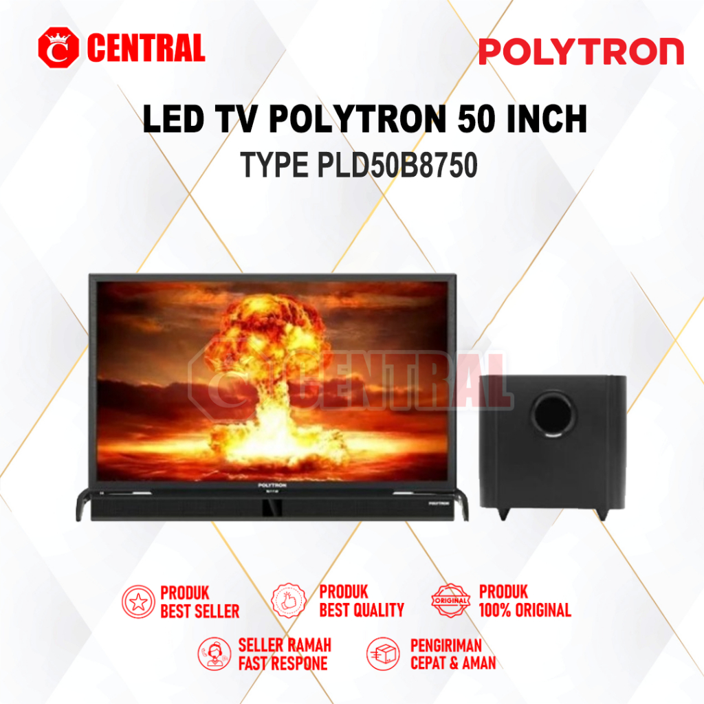 LED TV DIGITAL POLYTRON 50" PLD50B8750 DENGAN SOUNDBAR DAN SUBWOFER