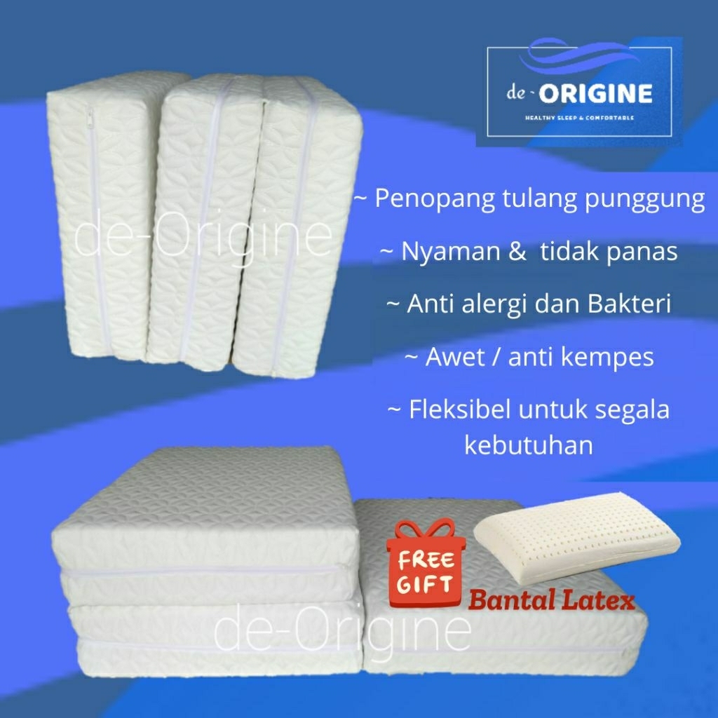 PROMO TERBATAS Kasur Latex Lipat Ortho de-ORIGINE 90x200x10cm / 100x200x10cm - Kasur Lipat multifung