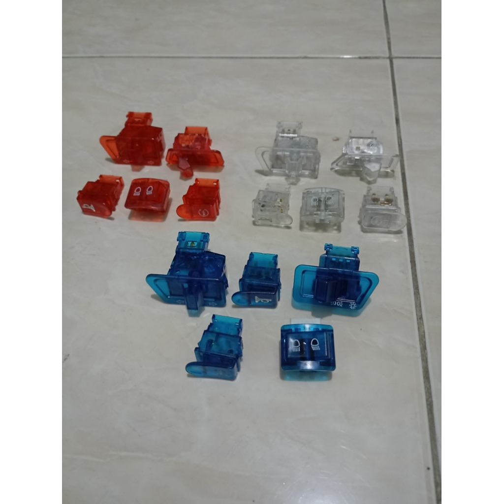Saklar switch tombol kenop lampu warna transparan full set isi 5 pcs motor honda Beat, vario 110 kar